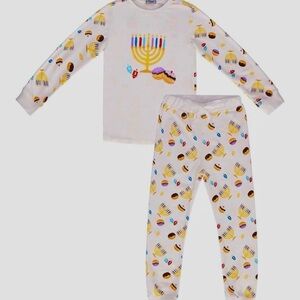 Kids Hanukkah Pajama Set - White and Yellow